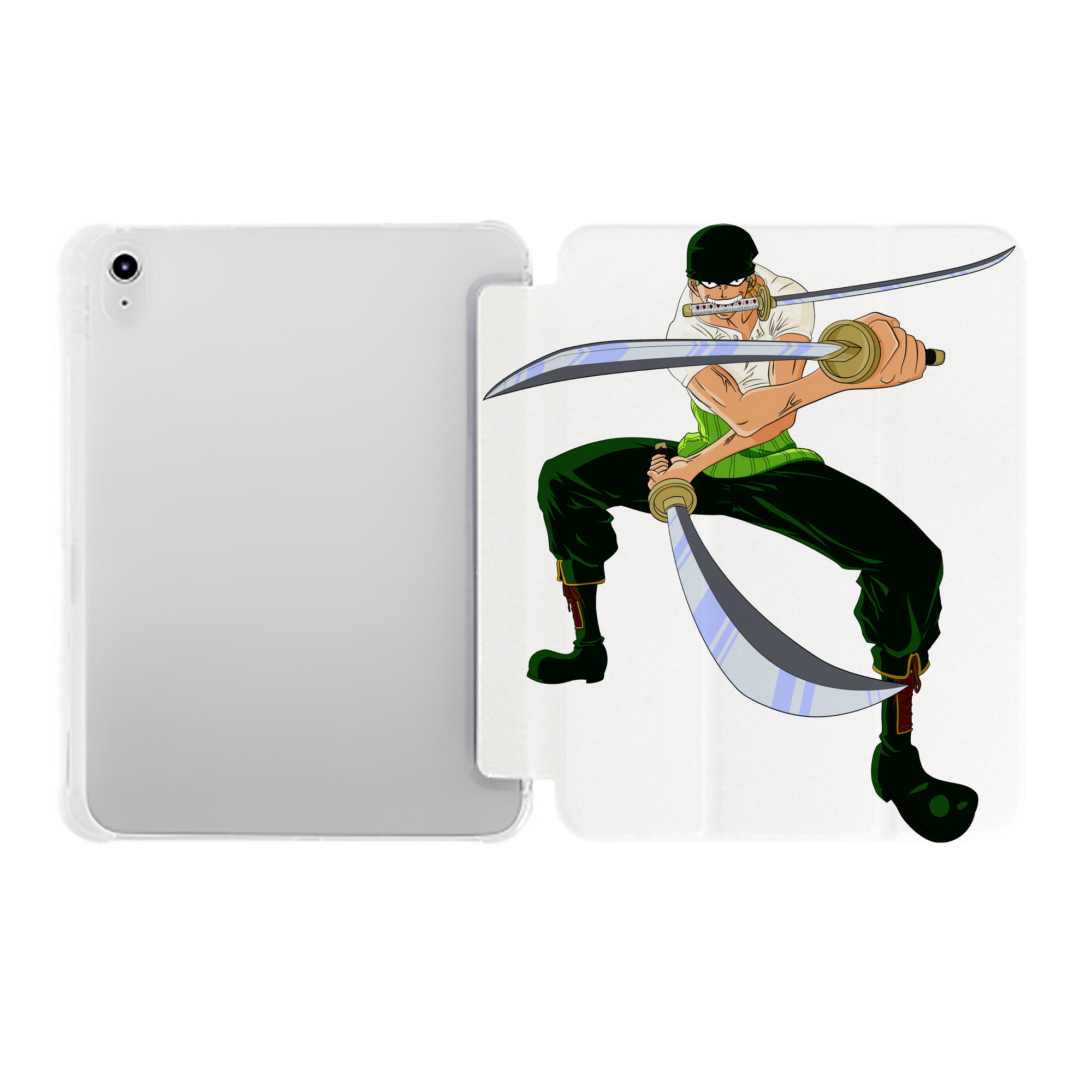 （画像用） ワンピース ロロノア・ゾロ ONE PIECE Roronoa Zoro IPad ケース ペン収納付き 三つ折りスタンド PUレザー×シリコン 対応機種9.5/10.5/10.9インチ